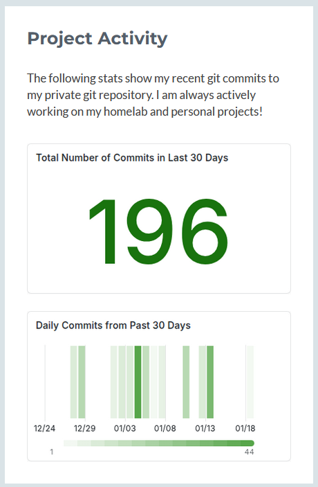 Project Activity on my Website