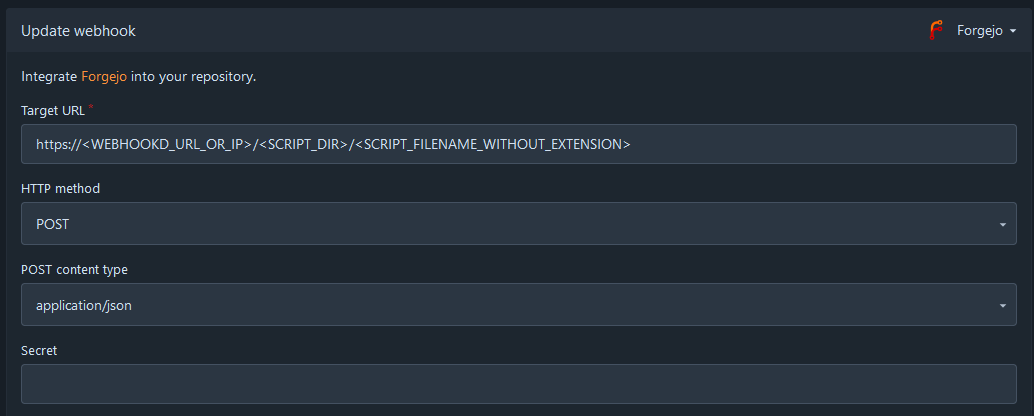 Forgejo Webhook Config Part 1